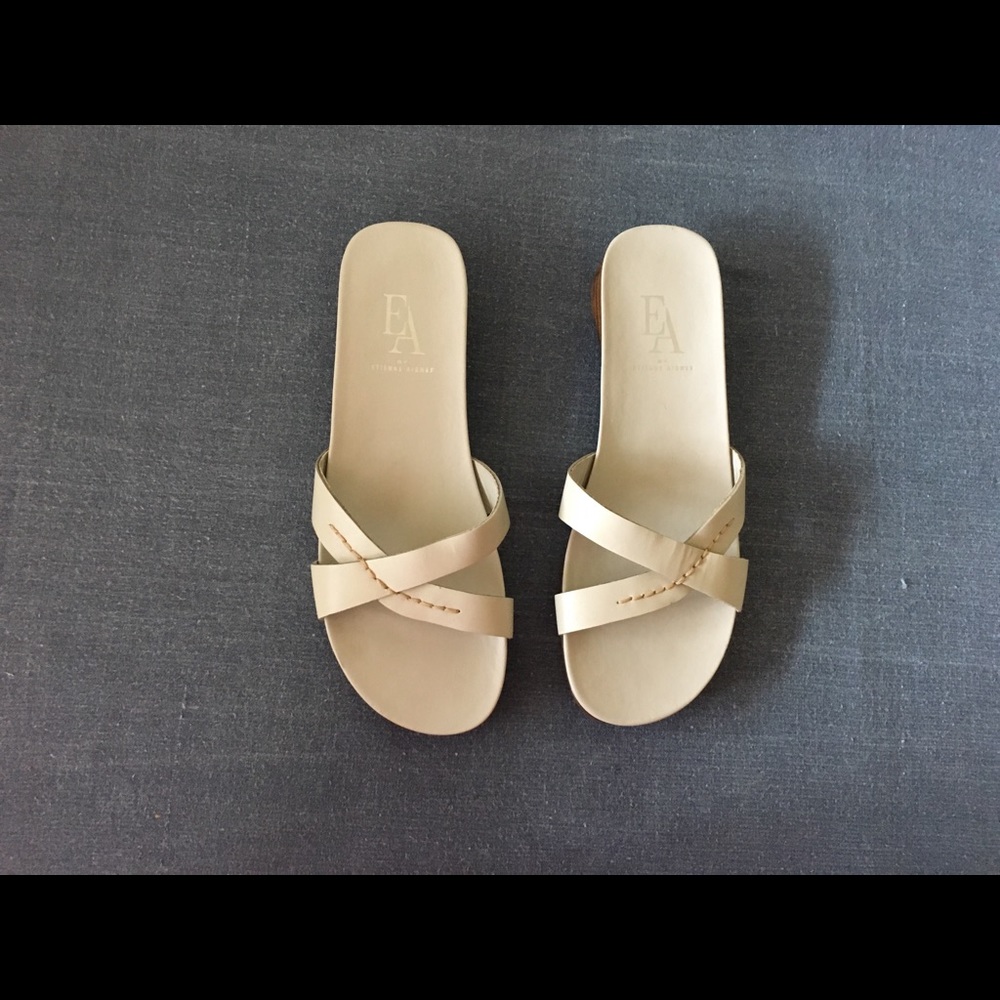 Etienne Aigner flat sandals, lightly worn.